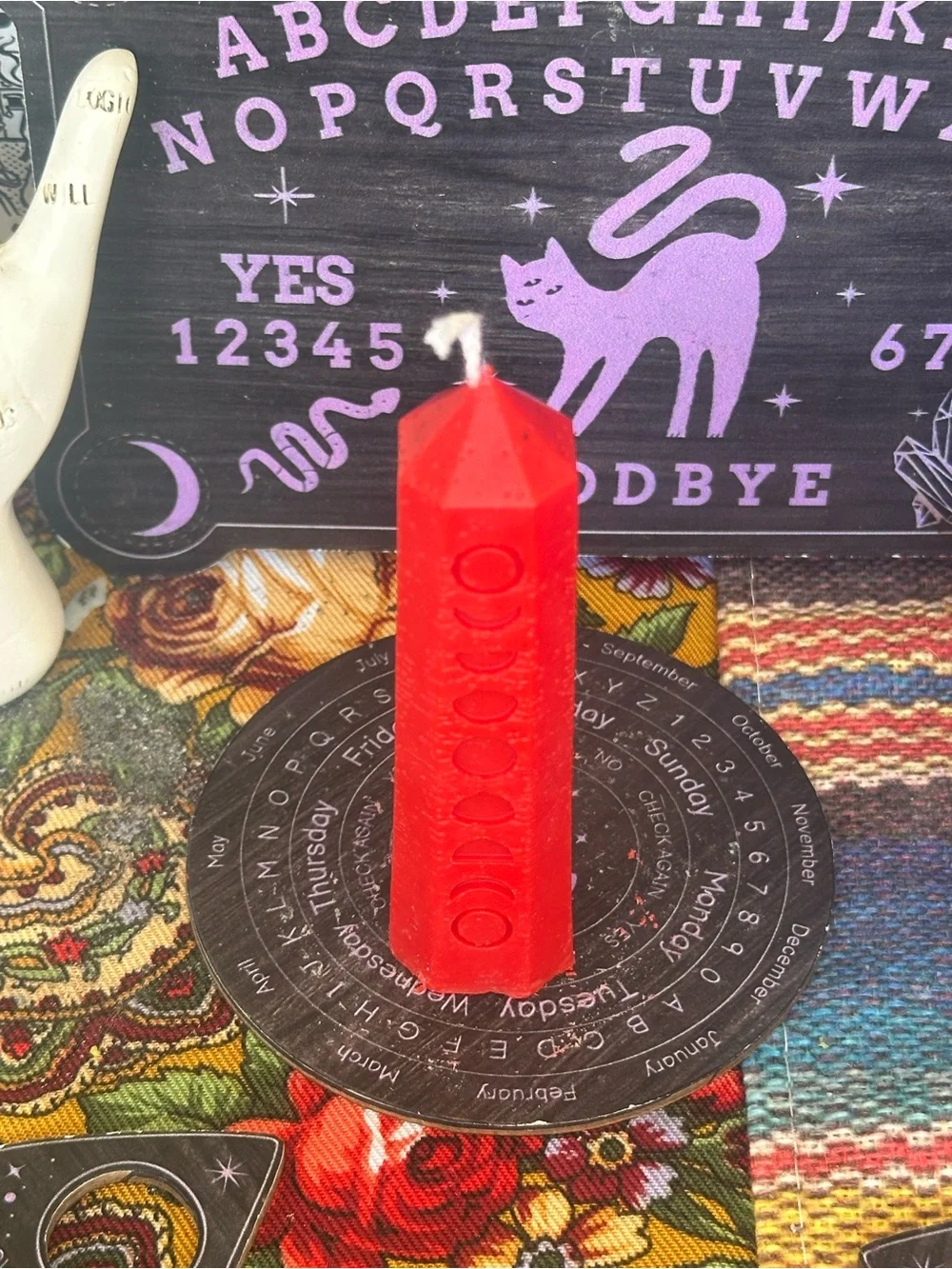 Mini Moon Phase Spell Candle | Red Lunar Pillar Candle |